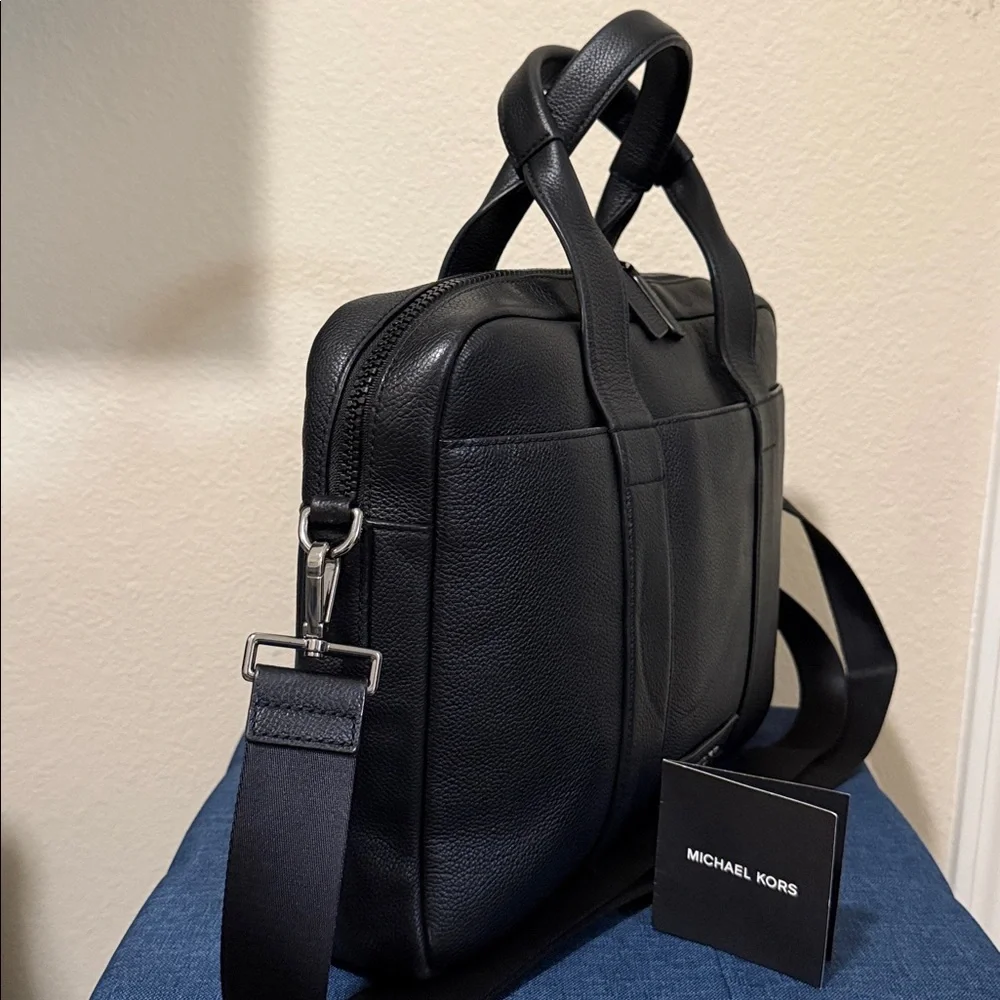 Michael Kors Men’s Cooper Large Leather Briefcase - Black - Picture 3 of 14